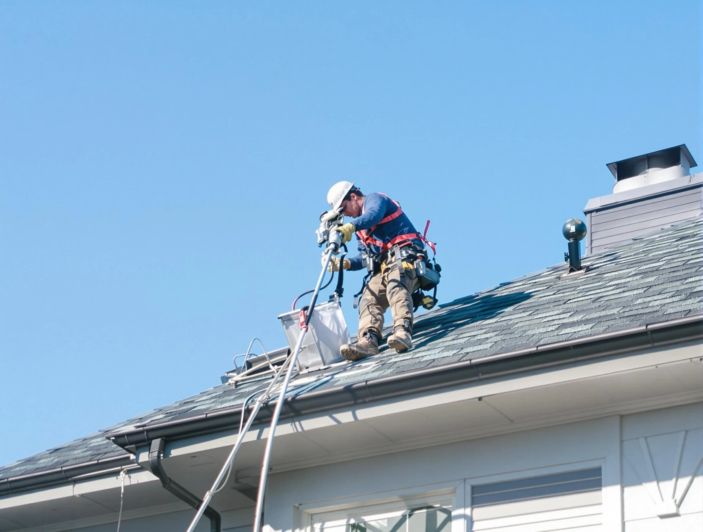 Heber Dryer Vent Cleaning certified technician cleaning a roof-mounted dryer vent system in Heber