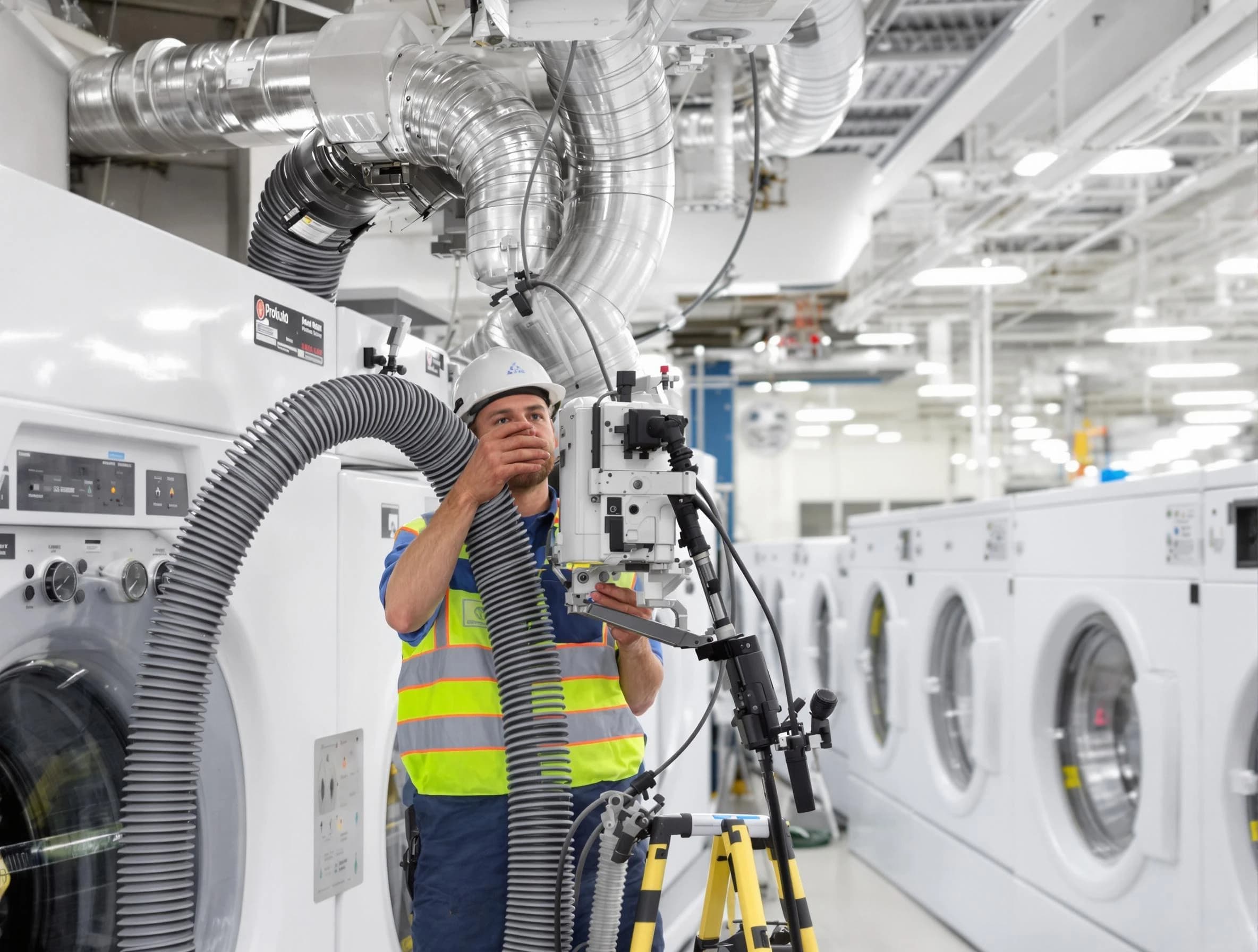 Heber Dryer Vent Cleaning team performing commercial-grade dryer vent cleaning at a business facility in Heber